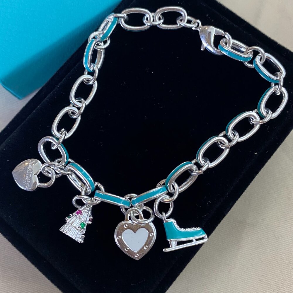 Charm Bracelet with Enamel Accents, Excellent Condition